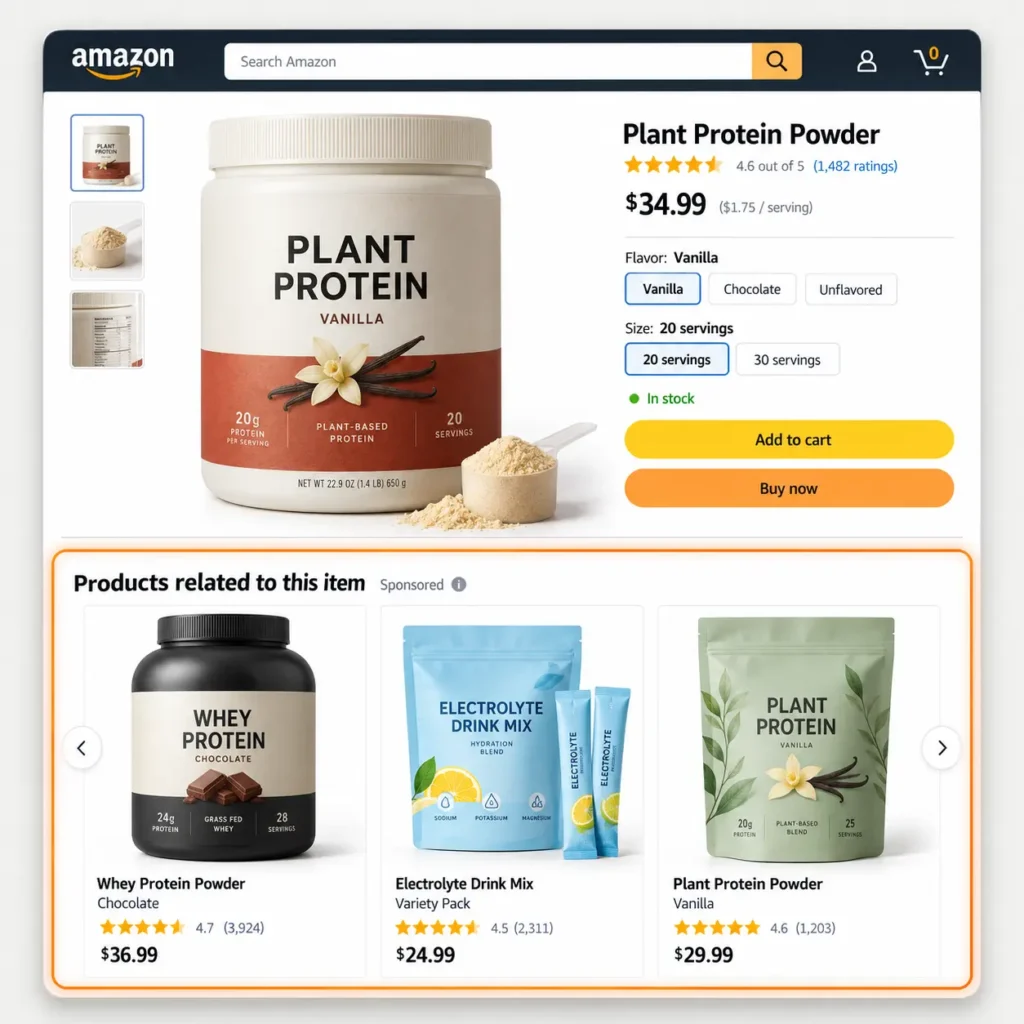 Competitor product pages